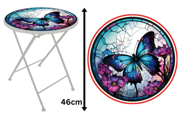 Metal printed Butterfly side table 46cm