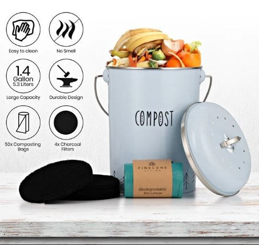 Pinecone Compost Bin Blue