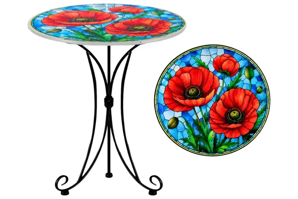 Metal Printed Side Table Poppy 46cm