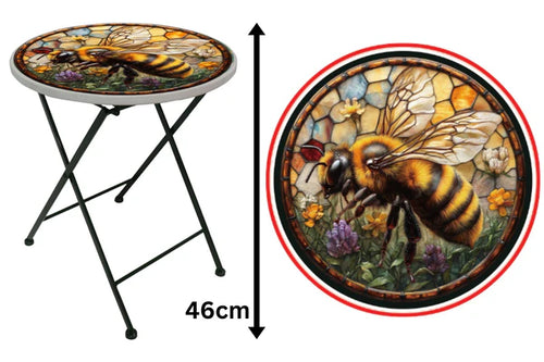 Metal Printed plant stand/side table Bee 46cm