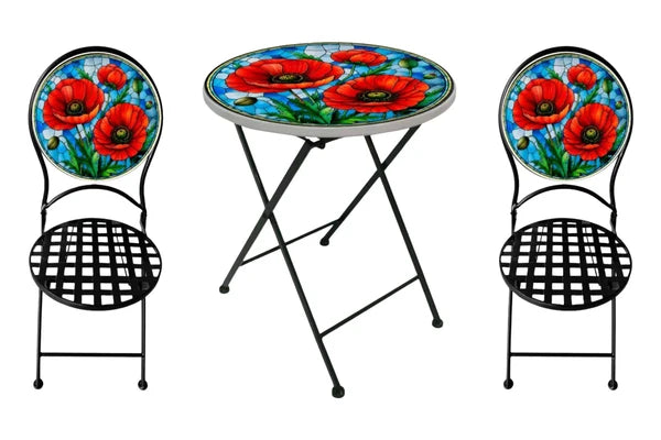 Table and chairs poppy