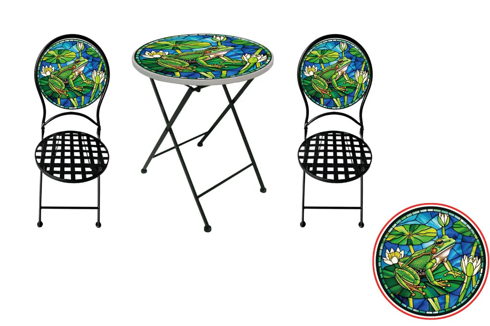 Metal Printed Table and Chair Set Frog