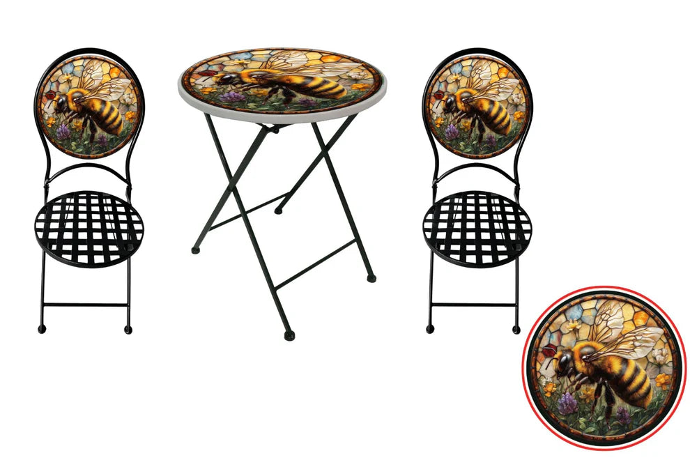 Metal Printed Table and Chair Set Bee
