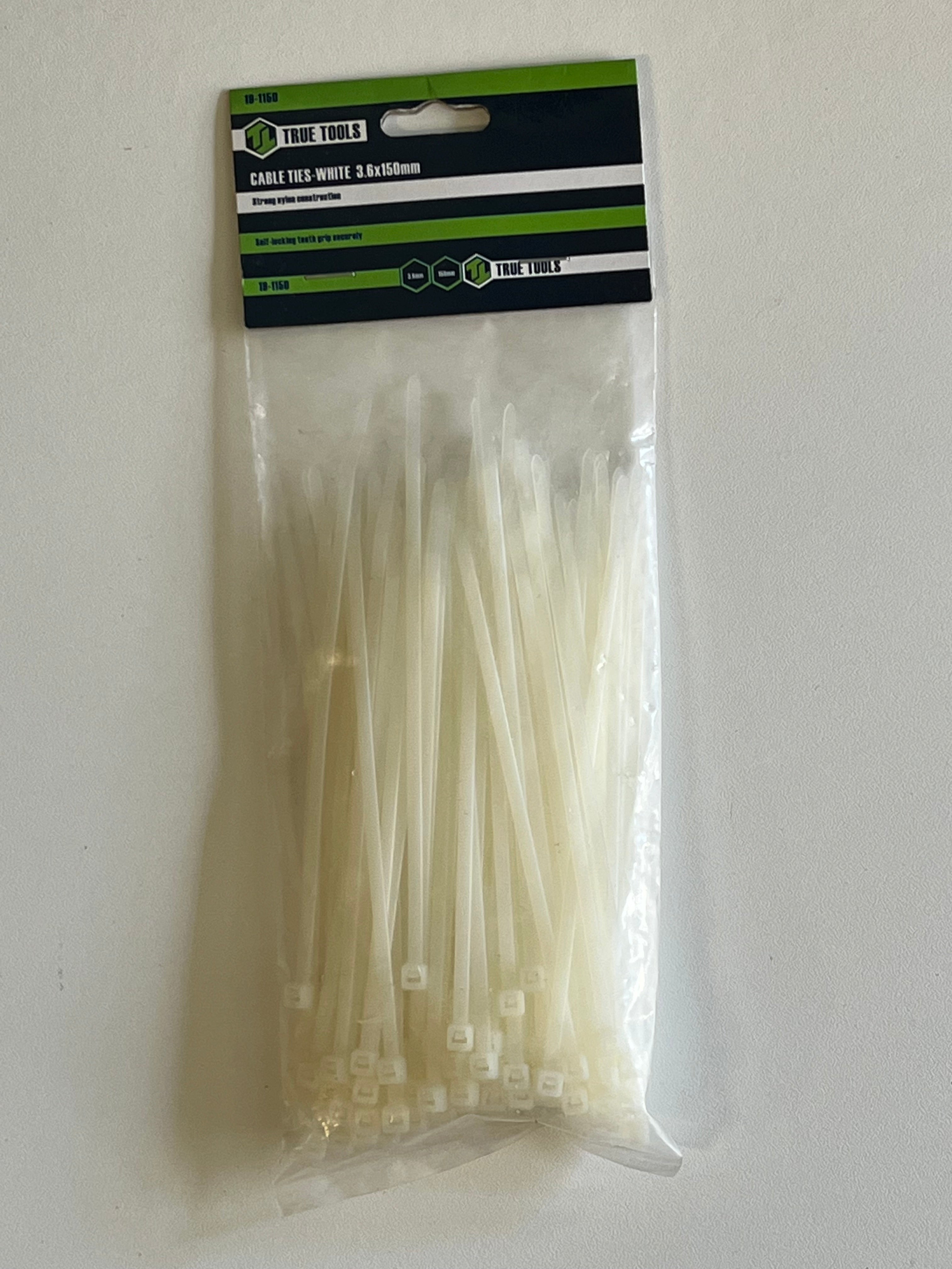 True Tools Cable ties - white 3.6 x 150mm